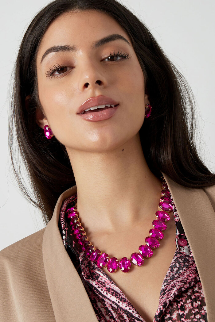 Halskette große ovale Perlen - rosa Bild3